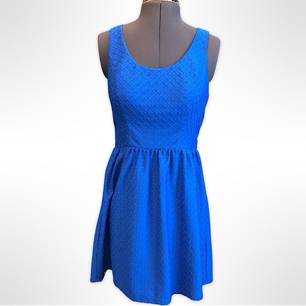 Candie’s Blue Sleeveless Blue Open Back Fit & Flare Dress